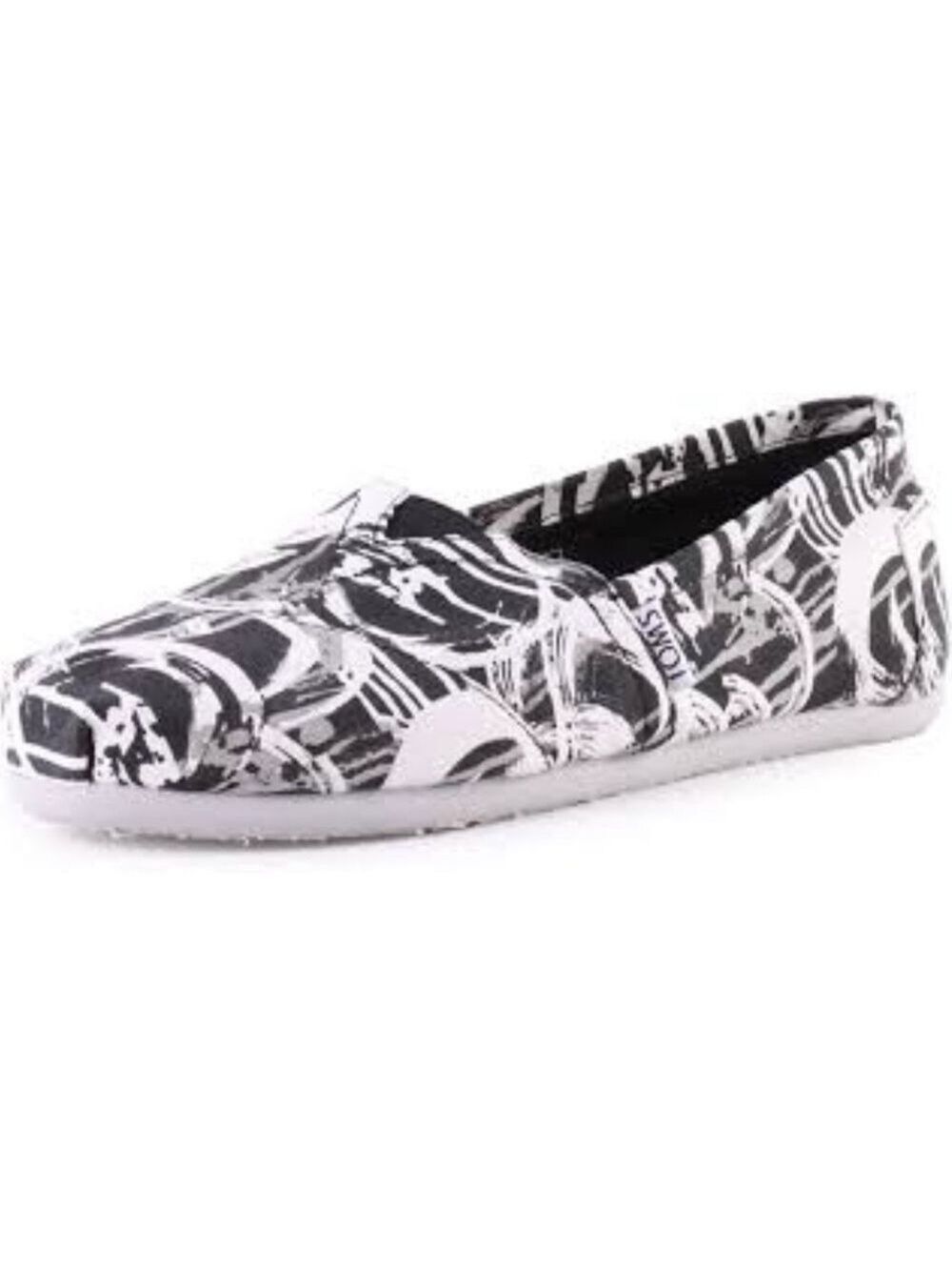 Women’s Toms Abstract Black White Alpargata Slip On Shoes 6.5 US!